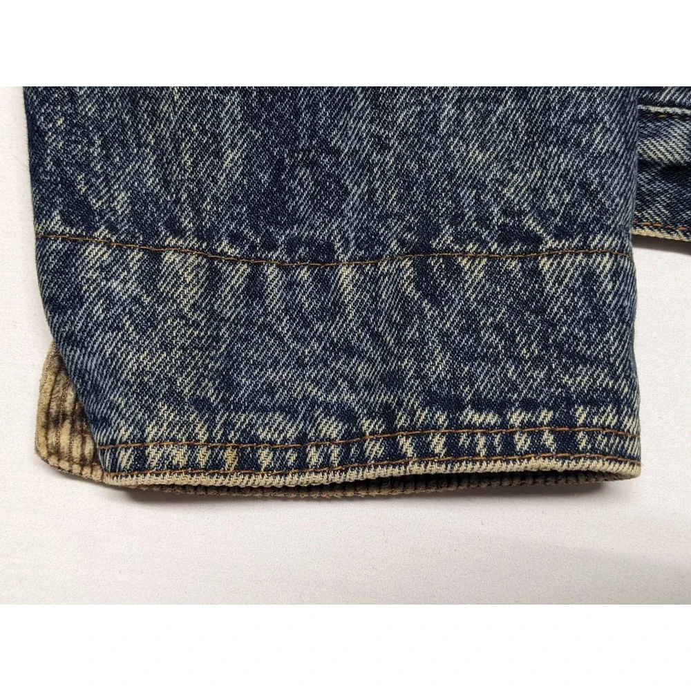 Vintage Levis Acid Wash Denim Trucker Jacket Corduroy Collar USA XL 75073-0227 - Picture 14 of 16